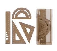 Ensemble de règles géométriques en métal comprenant des outils triangulaires à bords droits pour l'école, les devoirs, règles essentielles à coins arrondis