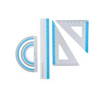 Ensemble de règles multifonctions en aluminium comprenant un rapporteur à bords droits, des triangles pour l'école, la salle de classe, la rédaction, un ensemble de géométrie essentiel pour les