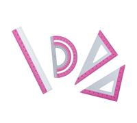 Ensemble de règles multifonctions en aluminium comprenant un rapporteur à bords droits, des triangles pour l'école, la salle de classe, la rédaction, un ensemble de géométrie essentiel pour les