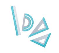 Ensemble de règles multifonctions en aluminium comprenant un rapporteur à bords droits, des triangles, pour l'école, la salle de classe, outil de rédaction essentiel pour la précision