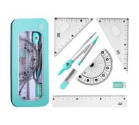 Ensemble de règles pour le dessin - Ensemble de géométrie pour l'école | Boussole à dessin portable | Rapporteur multifonction et règles | Ensembles de géométrie | de dessin