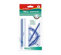 Ensemble de règles scolaires - Règle de 15 cm - Équerre à 45° - Équerre de 60° - Rapporteur d'angle 180° - Matériau en plastique résistant - Keyroad