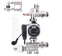 Ensemble de régulation à valeur fixe pour groupe de pompes de chauffage au sol [20-60 °C | 210-235 mm | Raccords G1 | 16 bar | jusqu'à 180 m²] Répartiteur de circuit de chauffage Pompe pour chauffage