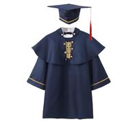 Ensemble de remise de diplôme pour garçons tout-petits, costume de docteur en satin doux, tenue de cérémonie maternelle avec nœud papillon, pour séance photo et soirée scolaire, de 3 à 7 ans (Blue,