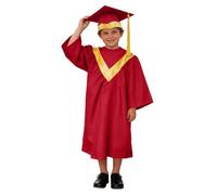 Ensemble de remise de diplômes pour enfants 5-12 ans, costume de docteur maternelle avec chapeau et étole, idéal pour cérémonies scolaires et spectacles, tissu doux et respirant (Red, 11-12 Years)