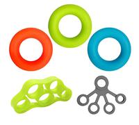 Ensemble de renforcement du poignet, 3 renforcements de la poignée et 2 bandes de résistance des doigts pour le soulagement du stress, l'entraînement musculaire, le sport, l'escalade, le fitness
