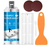 Ensemble de réparation de carreaux blanc 100g - Ensemble de réparation universel pour céramique, baignoires, éviers - Étanchéité des rayures, trous, fissures en émail, porcelaine et acrylique
