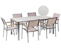 Ensemble de Repas de Jardin Blanc 6 Chaises Plateau de Verre Cosoleto/Grosseto