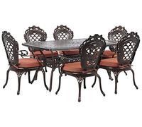 Ensemble de Repas de Jardin Table Ronde et 6 Chaises Assorties en Aluminium Marron Foncé et Cuivré Effet Vieilli pour Extérieurs Vintage Beliani