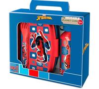 Ensemble de repas - STOR - Spider-man - Bouteille aluminium 400 ml - Ustensiles inclus - Sans BPA