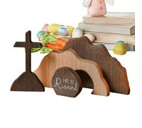 Ensemble de résurrection de la tombe vide: ornement de Pâques avec plateau à plusieurs niveaux, affichage de statues avec scène chrétienne, centre de table religieux | Home Eglise Sanctuaire