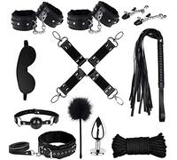 Ensemble de retenue de lit de bondage, ensemble de bondage SM de 11 pièces avec contraintes, ensembles de retenue de lit fétiche avec menottes, masque pour les yeux, plug anal