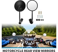 Ensemble De Rétroviseurs De Moto Pour Guidon, Rétroviseurs Universels En Plastique Noir Réglables M8/M10 De Forme Ronde