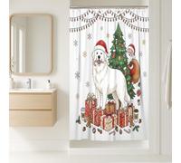 Ensemble de rideau de douche en polyester avec crochets, motif sapin de Noël, Père Noël des Pyrénées, 91,4 x 182,9 cm, boîte cadeau d'hiver, décoration de salle de bain, accessoires de bain de