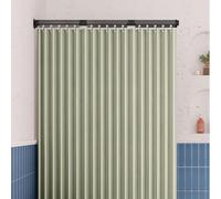 Ensemble de rideau de séparation pliable vert pour salle de bain - Rideau de douche de couleur unie avec tringle réglable pour la maison et les pièces de location - Idéal pour une gestion élégante de