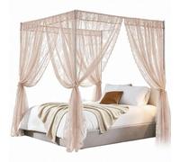Ensemble de rideaux à baldaquin en dentelle pour grand lit, rideaux à baldaquin de lit roses, doux et romantique, décoration de chambre à coucher, sans tringle, composé de 20 cm, 99,1 x 200,7 cm