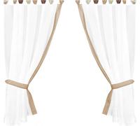 Ensemble de rideaux avec passants "Skyline" style campagnard 140x120 cm - Beige