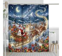 Ensemble de rideaux de douche de Noël avec motif chien des Pyrénées - Cadeau festif - Décoration de salle de bain - Tissu polyester - 183 x 198 cm