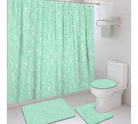 Ensemble de rideaux de douche espiègles, motif tasse de fraises espiègles, lavable avec crochets, ensemble de salle de bain avec rideau de douche et tapis pour baignoire, appartement, décoration