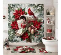 Ensemble de rideaux de douche pour boîte aux lettres de Noël et cardinal