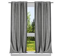 Ensemble de Rideaux de fenêtre en Textile Solide, Argenté., 38x96