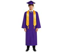 Ensemble de robe de cérémonie de remise de diplôme avec bonnet et étole, robe en polyester pour le jour du début, le campus et les photos de remise de diplôme, robe de début, casquette académique