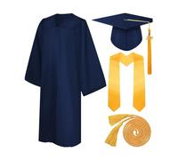 Ensemble de robe de remise des diplômes de trois ans - Bonnet universitaire avec gland, étole et sceau 2025 | Robe universitaire de style européen américain, robe de cérémonie pour adultes pour photos