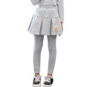 Ensemble de robes pour fille - Élégantes - Loisirs - Jupe pantalon pour fille - Legging sans pieds avec jupe - Vêtements pour enfants - Robe à volants - Robe de mariage, rentrée des classes, gris,