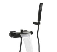 Ensemble de robinet de baignoire cascade avec douchette à main, kit de douche chaud ou froid, noir