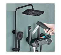 Ensemble de robinet de douche à affichage numérique intelligent noir système de salle de bain de Style Piano mitigeur numérique gris Bidet douche(Gun Grey Display)