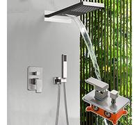 Ensemble de robinet de douche à effet pluie avec pulvérisateur à main, système de douche dissimulé, boîte intégrée, robinet de baignoire pour salles de bains modernes