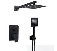 Ensemble de robinet de douche à effet pluie en laiton avec mitigeur mural avec pommeau de douche et douchette à main, luminaire de salle de bain moderne
