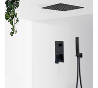 Ensemble de robinet de douche à main noir mat avec écran LCD - Kit de système de douche cascade de pluie pour salle de bain - Robinets mélangeurs 2/3 voies pour une expérience spa luxueuse
