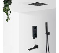 Ensemble de robinet de douche à main noir mat avec écran LCD - Kit élégant de système de douche cascade pour salle de bain - Robinets mélangeurs 2/3 voies pour un confort ultime