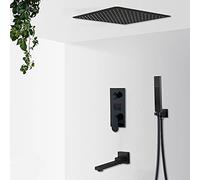 Ensemble de robinet de douche à main noir mat avec écran numérique LCD - Kit de système de douche cascade de pluie pour salle de bain - Robinets mélangeurs 2/3 voies pour une relaxation ultime