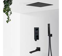 Ensemble de robinet de douche à main noir mat avec écran numérique LCD - Kit de système de douche cascade de pluie pour salle de bain - Robinets mélangeurs 2/3 voies pour une relaxation ultime