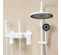 Ensemble de Robinet de Douche Blanc, système de Douche Mural exposé avec Bec de Baignoire pivotant, mitigeur de Douche à 4 Voies avec Pomme de Douche à Effet Pluie Ronde, dou,