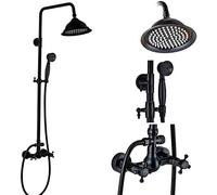 Ensemble de robinet de douche en bronze noir pour salle de bain, mitigeur de douche à effet pluie de 20,3 cm avec douchette à main, robinet de baignoire mural