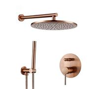 Ensemble de robinet de douche en laiton brossé Gold mural mural de salle de bain Bras de salle de bain mélangeur de vaporisateur à main avec des têtes de pluie de 8 à 12 "au-dessus de la tête