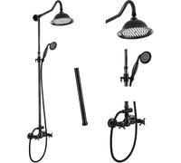 Ensemble De Robinet De Douche en Nickel Brossé avec Tube D’Extension De 12 Pouces Système De Pomme De Douche à Effet Pluie De 8 Pouces Luminaire De Douche à Main Su, Oil Rubbed Bronze