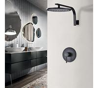 Ensemble de robinet de douche moderne en bronze noir avec pommeau de douche à effet pluie de 25,4 cm, mélangeur chaud et froid, système de douche de luxe pour une expérience de spa