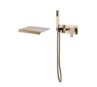 Ensemble de robinet de douche mural doré brossé mitigeur à poignée unique cascade robinet de baignoire moderne accessoires de bain de luxe