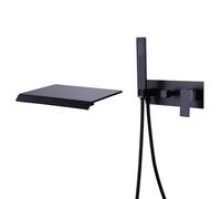 Ensemble de robinet de douche noir - Mitigeur mural pour baignoire - Poignée unique - Bec cascade pour salle de bain moderne et accessoires de bain