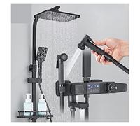 Ensemble de robinet de douche thermostatique intelligent noir mitigeur numérique de pluie Intelligent de salle de bains avec système de bain de support et de Bidet(WG Thermostatic)