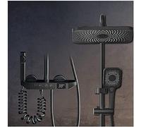 Ensemble de robinet de douche thermostatique - Pomme de douche murale à effet pluie et pulvérisateur à main, système de douche complet exposé avec deux têtes, bec de baignoire et pulvérisateur de