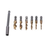 Ensemble de robinet de forage combiné Bit Hex Shank Spirale Métrique 6 TAILLES M3 - M10 Acier Tôle d'aluminium Plaque mince Banc de forage à main (Or)