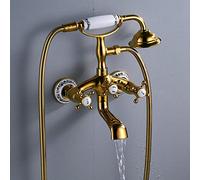 Ensemble de robinet de salle de bain au sol - Robinet mitigeur à deux boutons, baignoire douche à fixation murale avec bec pivotant, accessoire de baignoire élégant