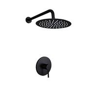 Ensemble de robinet douche noir mat mitigeur pluie système pommeau mural et ensemble poignée kit garniture à fonction unique, 8 pouces(8 Inches)