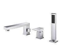 Ensemble de robinets de Baignoire, mitigeur de Douche d'eau Chaude et Froide, monté sur Le Pont, Robinet de Baignoire à poignée Unique avec Douche à Main, Chrome