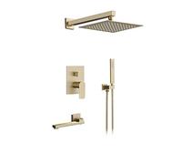 Ensemble de robinets de Douche de Salle de Bain en Or brossé, systèmes de Douche muraux dissimulés, Colonne de Douche à 3 Voies, économie d'eau écologique, pour Salle de Bain familiale, 16 Pouces